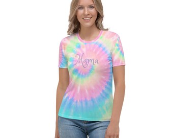 Personalized Mom Mama Grandma Pastel Tie Dye Women's T-shirt