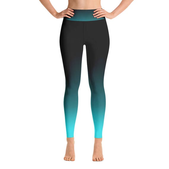 Black Aqua Yoga Pants Custom Leggings 