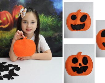 Felt Pumpkin Embroidery Design: Halloween Faces ITH (Digital Download)