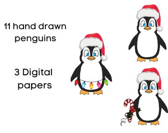 Christmas penguin, Christmas penguin png, Christmas penguins, Christmas png, Christmas digital paper, Christmas png sublimation, PNG