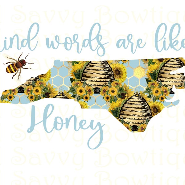 NC Honig Biene / Honig Biene Svg / Honig Biene Sublimation / Biene Clipart / Honig Biene digitale Datei / North Carolina Svg / NC Sublimation