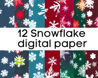 Christmas digital paper, Snowflake digital paper, printable paper, Christmas digital paper pack, digital paper bundle