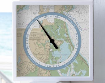 Reloj de mareas personalizado / Reloj de mareas personalizado para playa y puerto / Regalo de decoración náutica costera