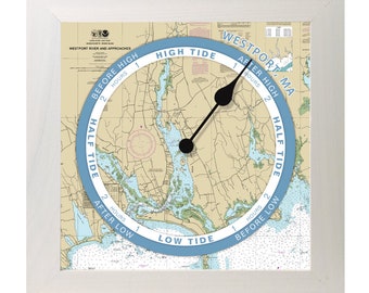 Reloj de mareas personalizado, carta náutica, para cualquier costa, colgar o pararse, reloj de mareas.