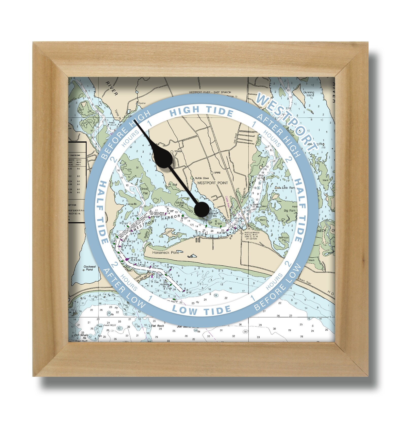 Custom Tide Clock, Nautical Chart, for Any Coast, Hang or Stand, Tide