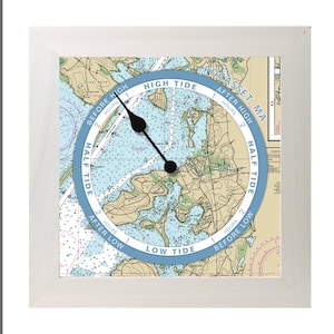 Orologio delle maree Pocasset/Bourne MA, carta nautica, da appendere o appoggiare, cornice in legno, idea regalo