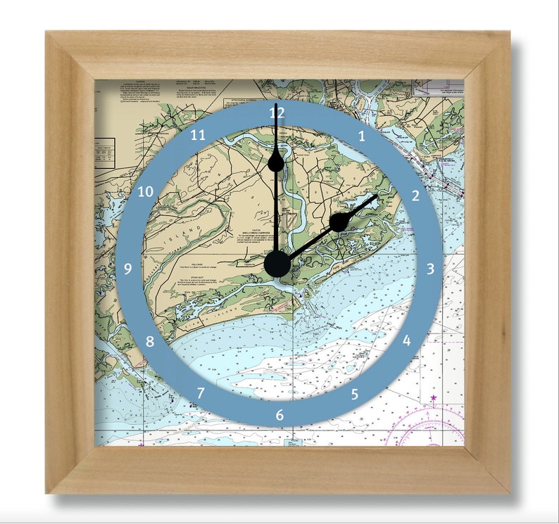 Time Clock featuring a nautical chart. image 1