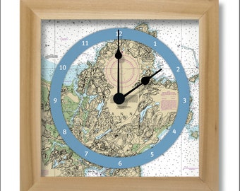 Custom Time Clock featuring a nautical chart of your favorite area.