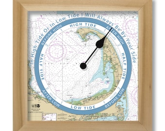 Custom tide clock, nautical chart, for any coast, hang or stand, tide clock. Valentine's Day