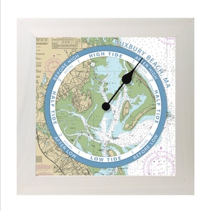 Relógio de marés de Duxbury Beach, Massachusetts, carta náutica, para pendurar ou apoiar, moldura de madeira, ideia para presente