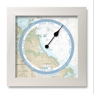 Reloj de mareas del puerto de Scituate (A), carta náutica, para colgar o colocar de pie, marco de madera, idea de regalo