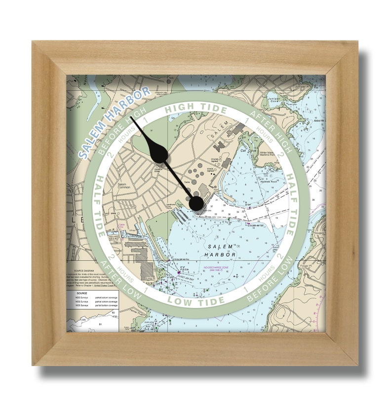Custom Tide Clock, Nautical Chart, for Any Coast, Hang or Stand, Tide
