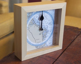 Custom tide clock, nautical chart, for any coast, hang or stand, tide clock. Valentine's Day