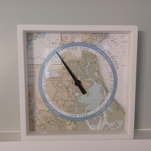 Anpassad nautisk NOAA-sjökortsklocka, kustdekor/ny större design