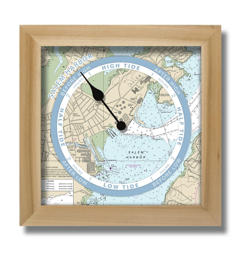 Custom Tide Clock Nautical Chart for Any Coast Hang or Etsy
