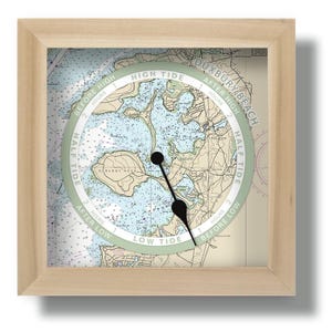 Reloj de mareas personalizado, carta náutica, para cualquier costa, para colgar o colocar de pie, reloj de mareas.