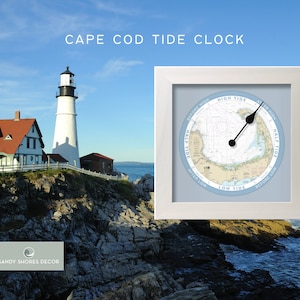 Cape Cod Map Tide Clock Nautical Chart Tide Clock Fisherman and Sailing Gifts Coastal Home Decor image 1