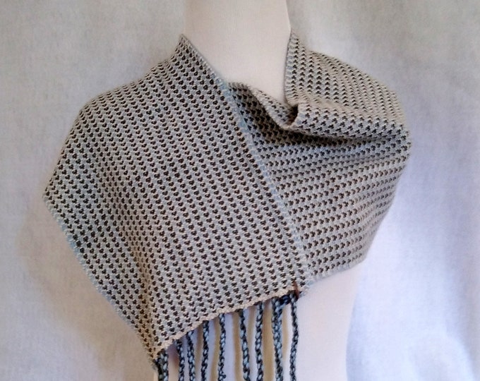 gray blue loop scarf fringed mobius shawl woven twill shoulder wrap cashmere alpaca luxury scarf V-back shawl hand-loomed scarf twill