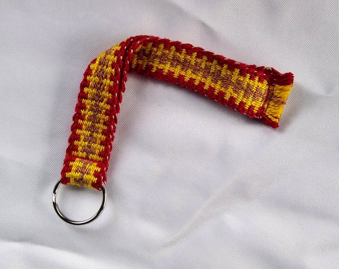 woven wrist strap red cotton keyfob