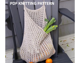 mesh market bag knit pattern, make-your-own farmer's market bag, DIY knit pattern for french market bag