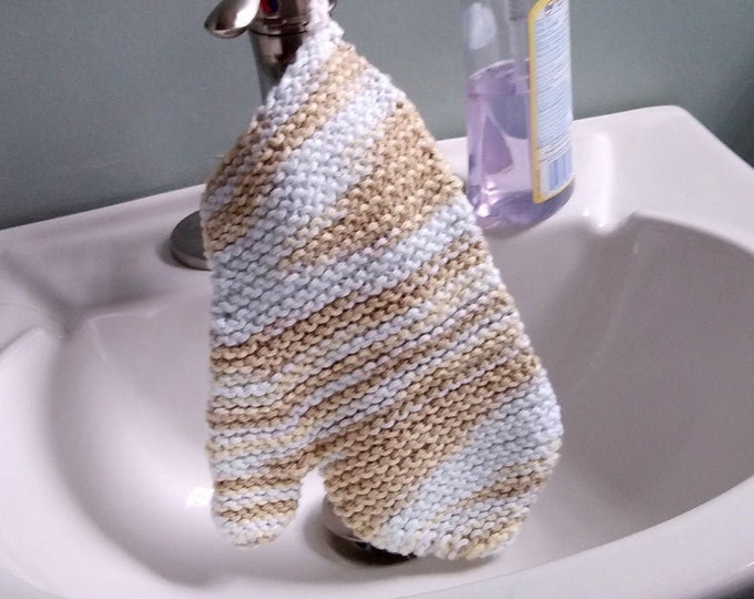 handknit natural cotton bathmitt,  eco-friendly cotton spa mitt, self-care cleaning glove