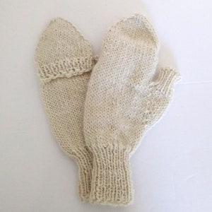 Custom-knit alpaca flip-top mittens, handknit glittens made-to-order from New England raised alpaca, all natural, lightweight, soft and warm White