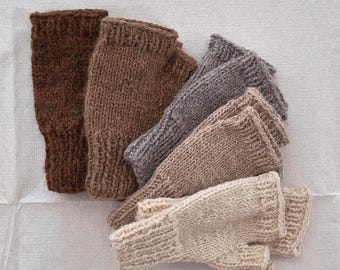 CUSTOM KNIT alpaca half mittens, handknit fingerless gloves made-to-order from New England alpaca, all natural soft warm wrist warmers