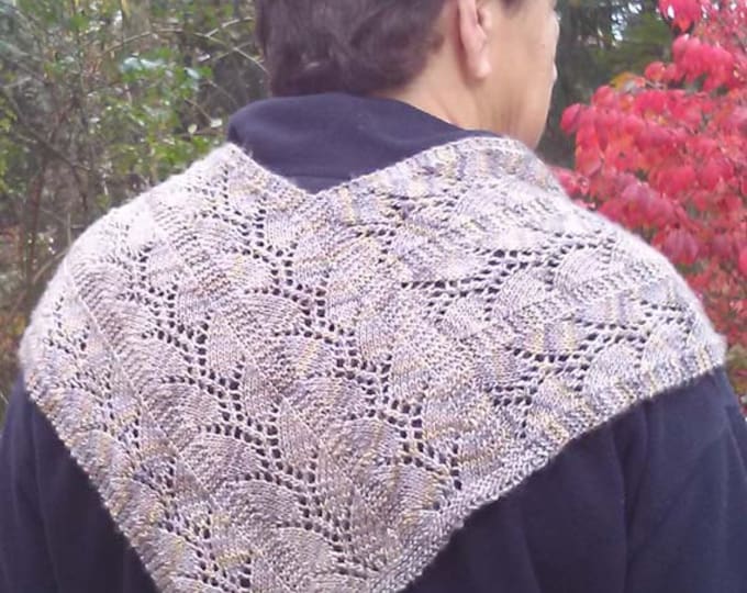 knit pattern lace scarf, vine lace scarf pattern knit, lacy v-back scarf pattern, leaf pattern knit lace scarf