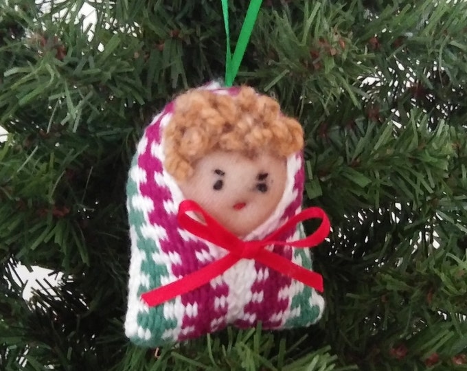 woven elf ornaments, little xmas people, handwoven inkling, christmas ornament