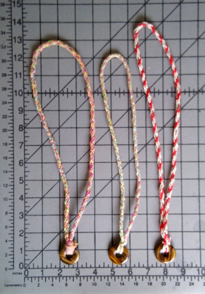 cotton linen cord ready to ship. Hand braided cord necklace with round tiger eye pendant unique design 24 inches long