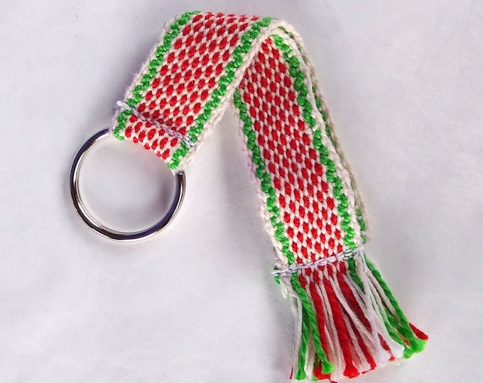 white red green woven bracelet strap