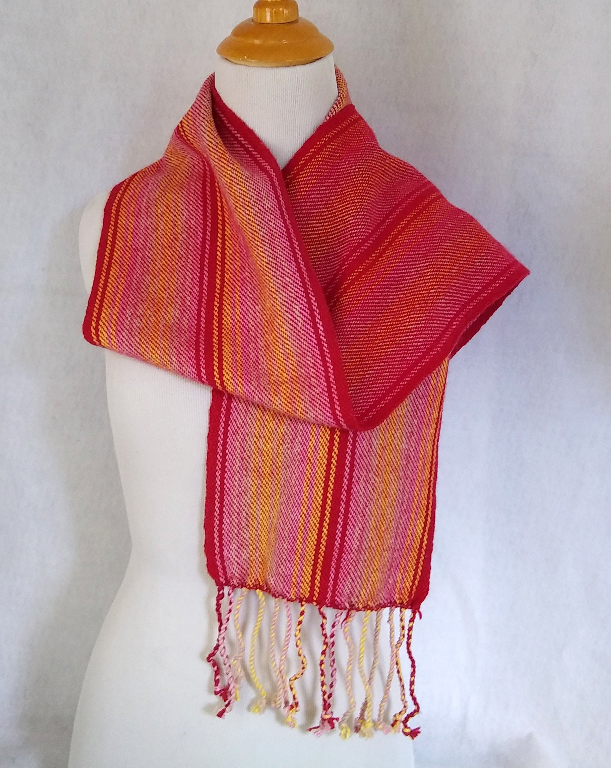 Red and yellow scarf striped cheap