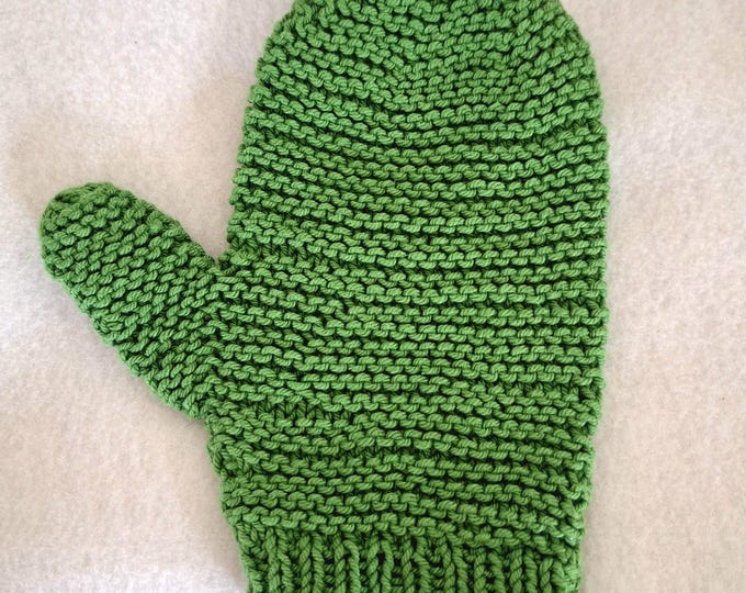 handknit natural cotton bathmitt,  eco-friendly cotton spa mitt, self-care cleaning glove