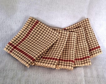 Handwoven cotton kitchen towel, 16 x 20 inches, cream & brown checks w red stripe, powder room hand towel, cottagecore, gift for mom