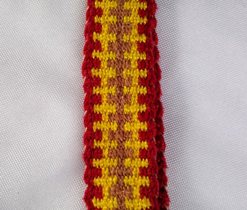 boho loomed keychain strap red yellow tan inkle band woven wrist strap red cotton lanyard hand-woven keyfob