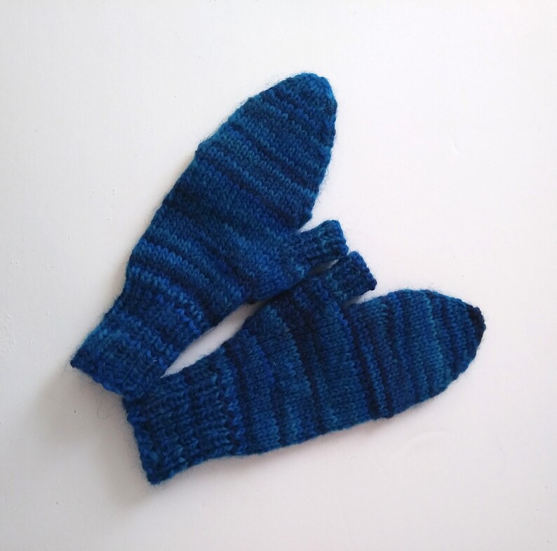 Blue glittens handknit fliptop mittens for outdoor warmth