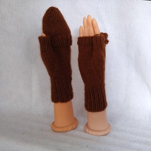 Custom-knit alpaca flip-top mittens, handknit glittens made-to-order from New England raised alpaca, all natural, lightweight, soft and warm image 10