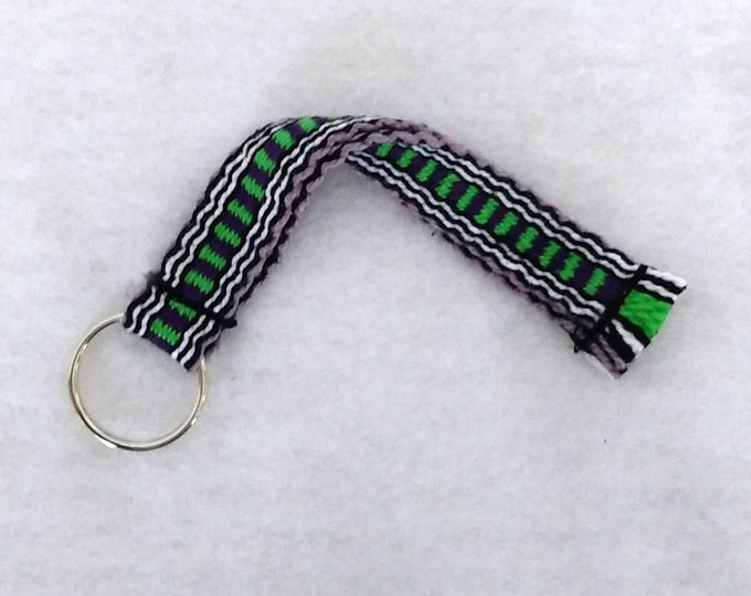 black white green purple cotton strap with attached ring