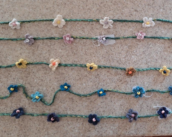 Crocheted Daisy Chain Garland: 60" Flower Garland, Kids Room Decor