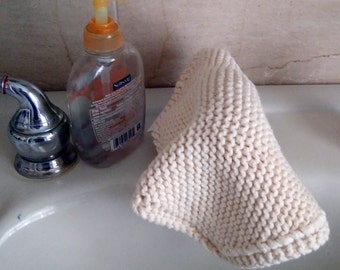 handknit natural cotton facecloth,  eco-friendly cotton spa cloth, retro grandma wash cloth