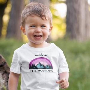 Made in the Mountains - Toddler Fine Jersey Tee - Colorado, Montana Kids Clothes, Colorado T-Shirt, Hippie Vintage Retro