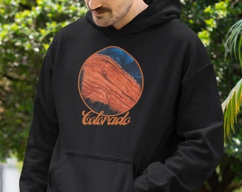 Morrison Colorado Red Rocks - Unisex EcoSmart Pullover Hoodie Sweatshirt - Black Vintage Retro Music Hiking 80s - Christmas, Birthday Gift