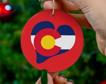 Colorado Love Ceramic Christmas Ornament - Denver Holiday Gift