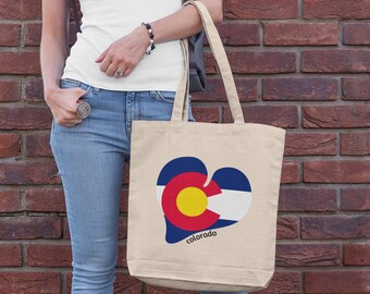 Colorado Love - Cotton Canvas Tote Bag - Colorado Reusable Shopping Bag - Gift for Christmas, Birthday