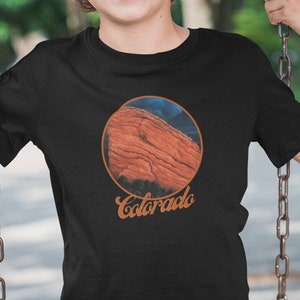 Morrison Colorado Red Rocks - Kids Heavy Cotton Tee - Black Vintage Retro Music Hiking 80s - Birthday, Christmas Gift