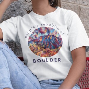 Boulder Colorado - Unisex Heavy Cotton Tee - People&#39;s Republic Vintage Retro Hippie 80s - Birthday, Christmas Gift for Men, Women