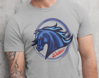 Denver Blue Mustang - Unisex Softstyle T-Shirt - Denver DIA Airport Horse Statue Conspiracy
