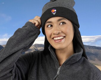 Colorado Stealie Pom-Pom Knit Cap | Embroidered Grateful Dead Steal Your Face Beanie