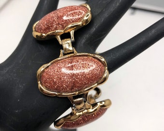 Vintage 1960’s Copper Brown Glitter Link Bracelet
