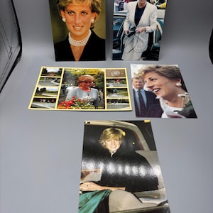 Lot de cinq cartes postales vintage de Son Altesse Royale la princesse Diana